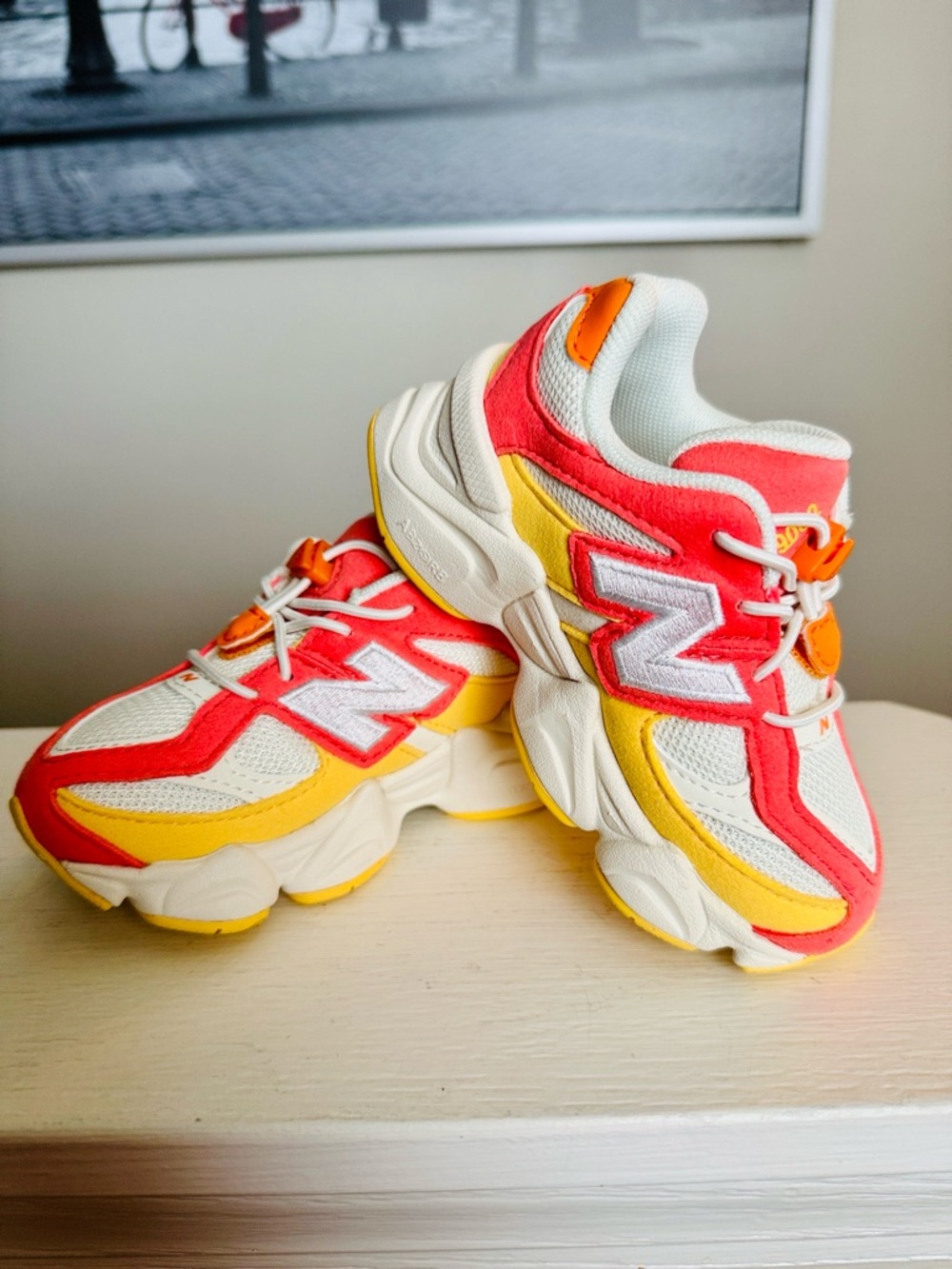 New Balance 9060 Fluorescent Orange Red TD IV9060FL Toddler Sneakers - Picture 5 of 10